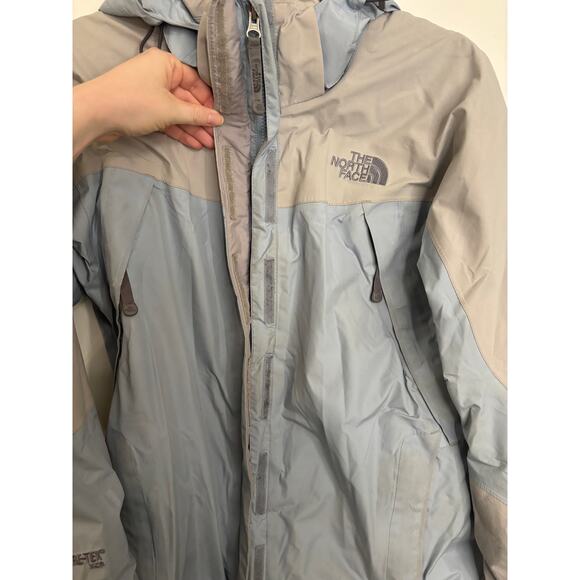 The North Face Jacket Womens Medium Blue Grey HyVent Waterproof Hooded Full Zip - Picture 3 of 11